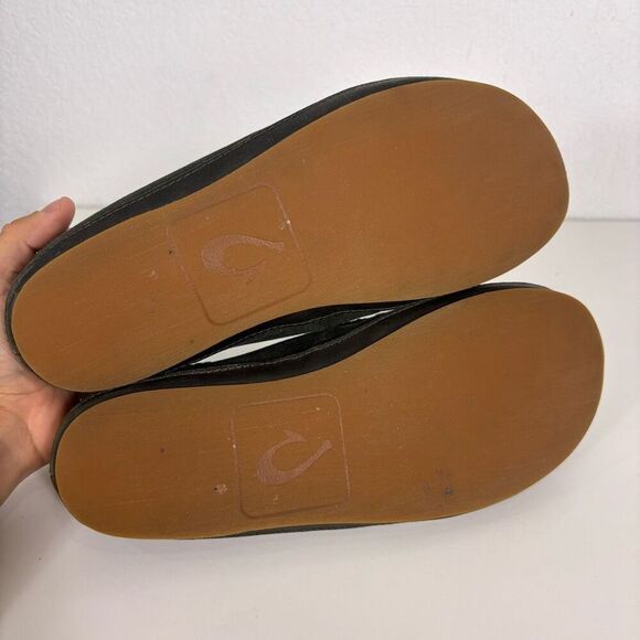 Olukai Green Ribbed Sweater Moloa 'ie Slippers Men's Size 9 - Picture 12 of 13